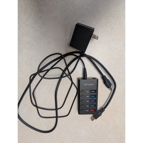 Czhoon 5-Port USB Expansion Hub Aluminum Powered USB 3.0 Hub with Charging Ports - Picture 3 of 5